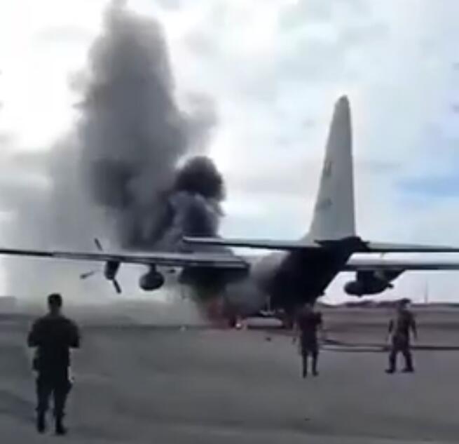 菲律宾空军一架C130运输机起火 仅有5架该机型
