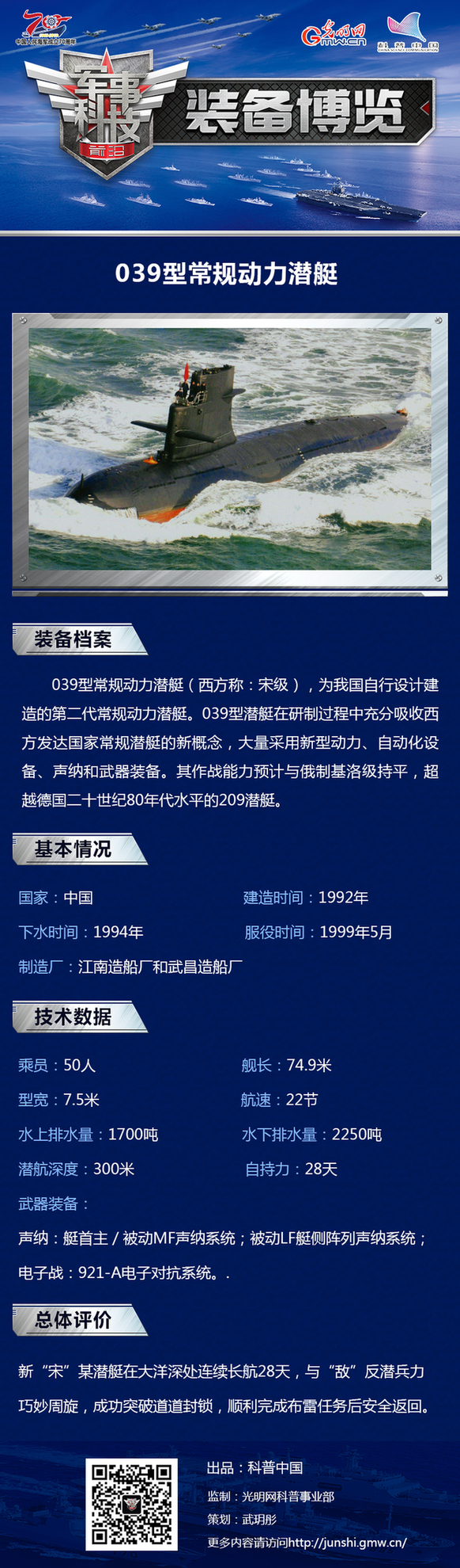 【海上大阅兵系列图解】039型常规动力潜艇：中国潜海蛟龙